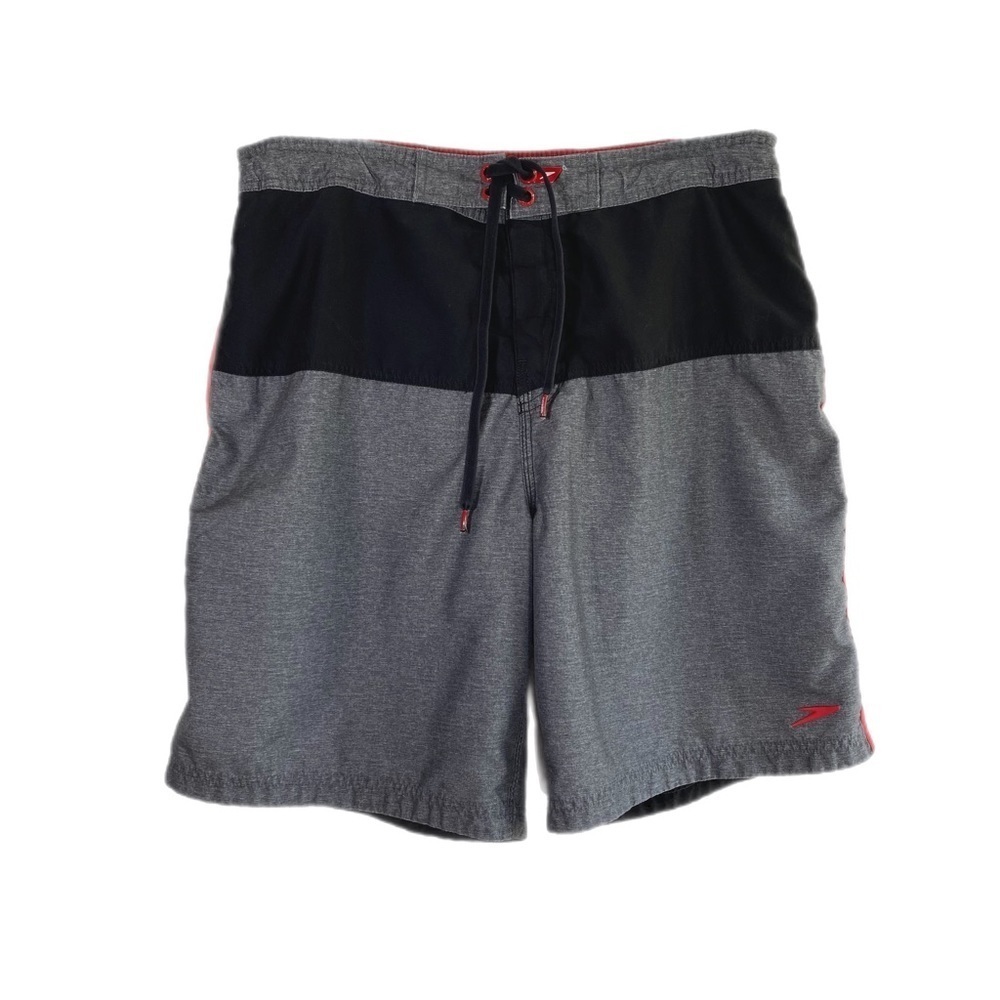 Speedo Men's Board Swimming Shorts Trunks Lace Up Grey & Black